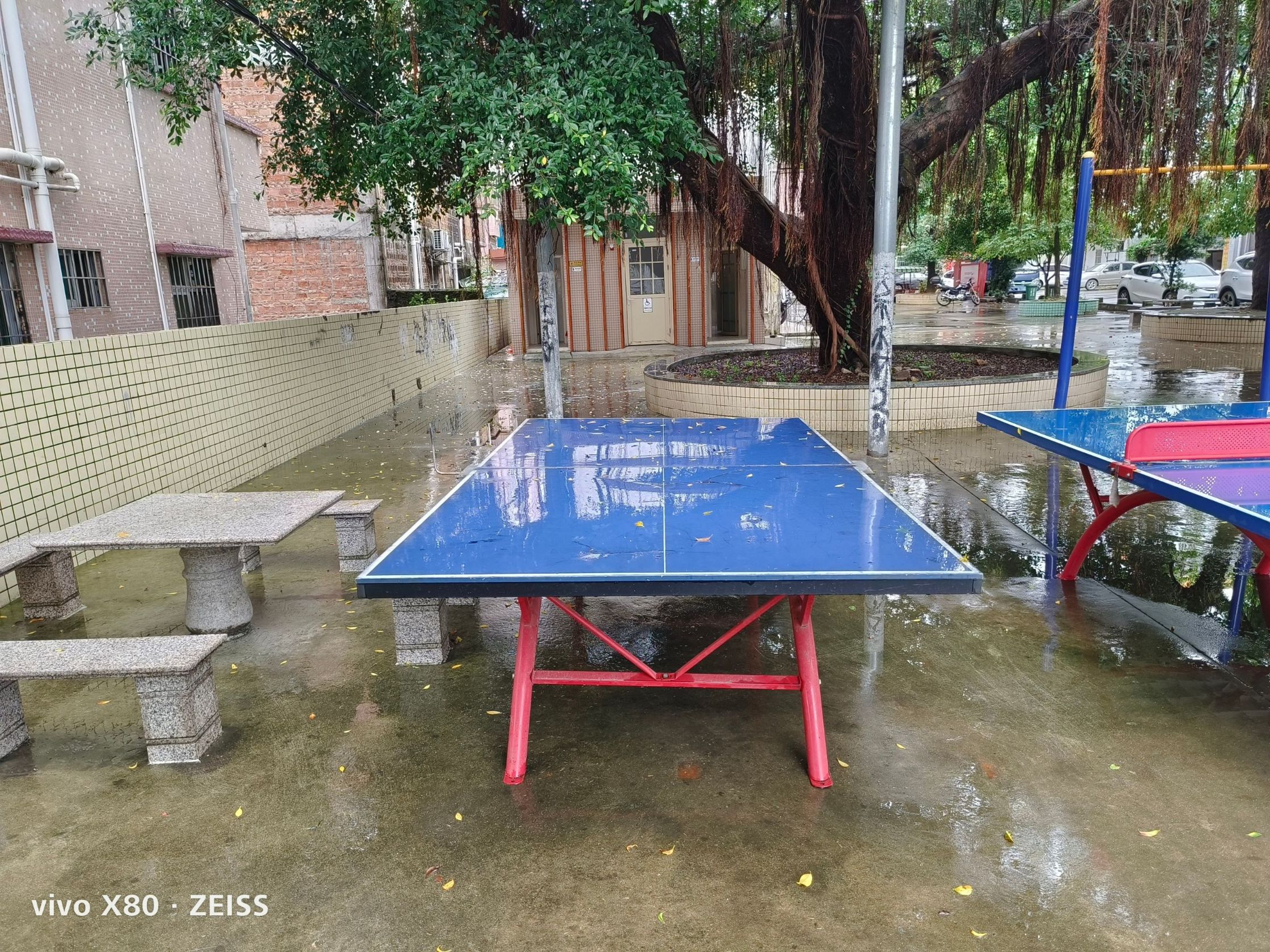 乒乓球台 三乡镇白石村三溪旧小学休闲健身广场硅PU球场项目(图4)